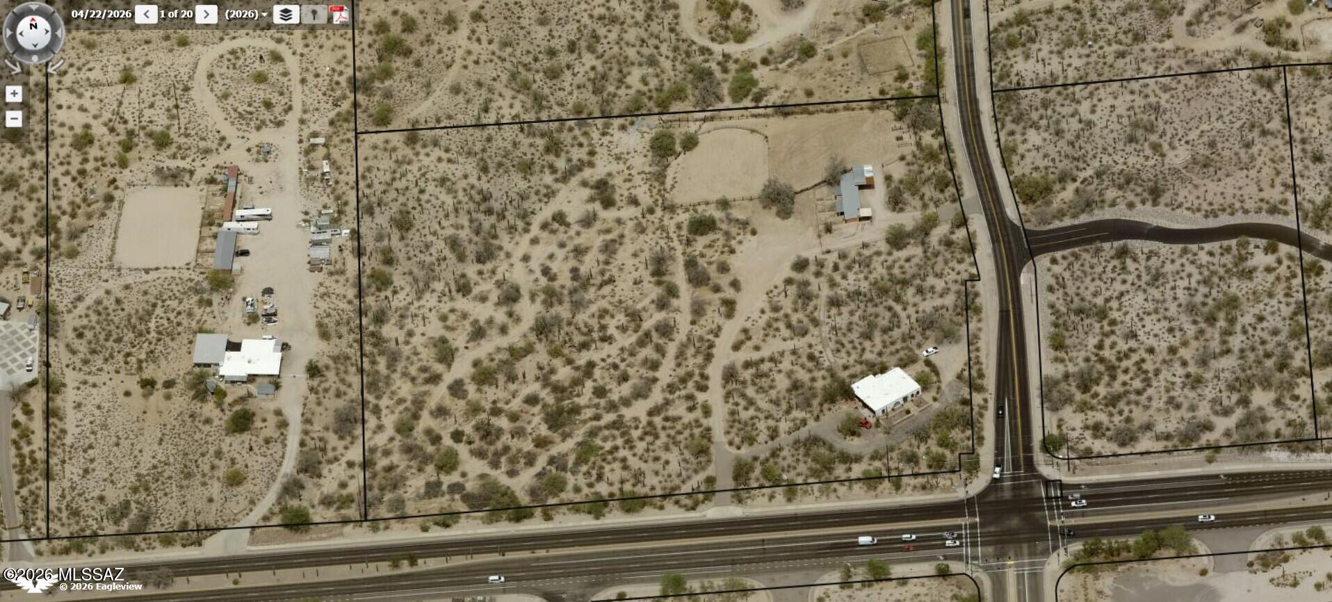 5000 West Cortaro Farms Road Tucson, AZ 85742 - Photo 39 of 40 Aerial view w/lot lines per Pima County Maps