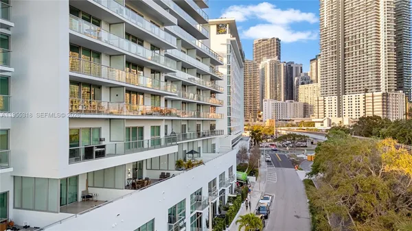 a city view with tall buildings