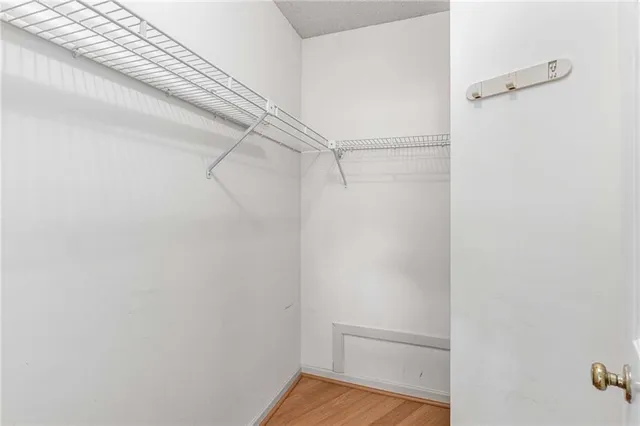 a view of small space with racks on the wall