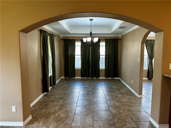 a view of a livingroom with a chandelier