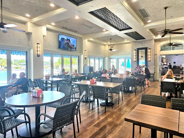 a view of a dining area with furniture