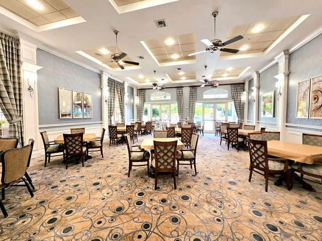 a view of a dining area with furniture