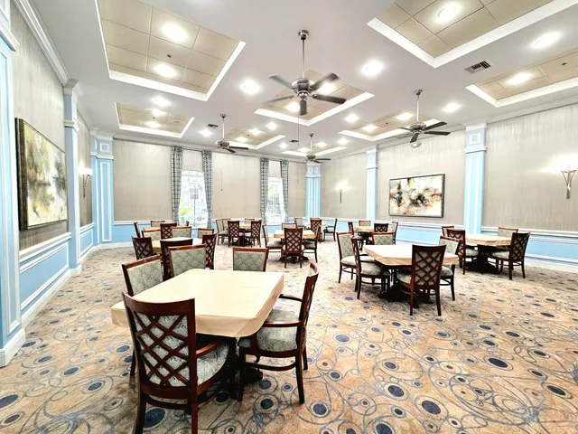 a view of a dining area with furniture