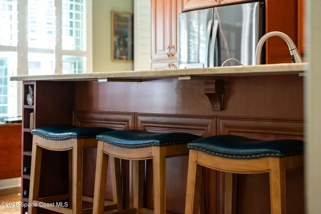a close view of a fireplace in the kitchen