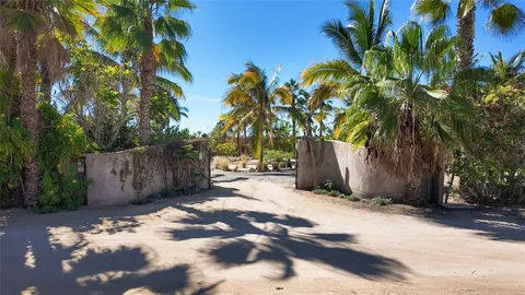 an aerial view of a swimming pool