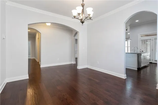 a view of a livingroom with a chandelier
