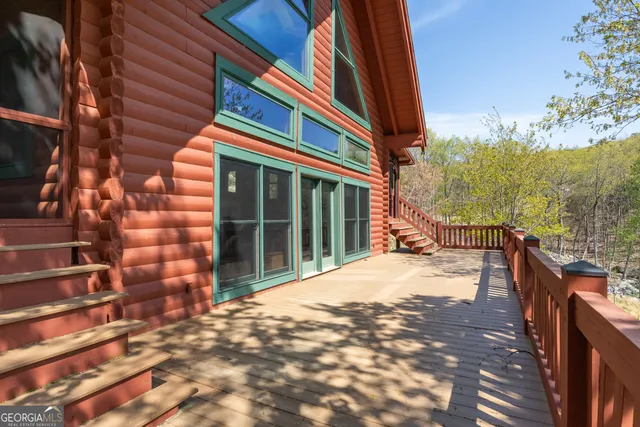 a view of a house with a large window