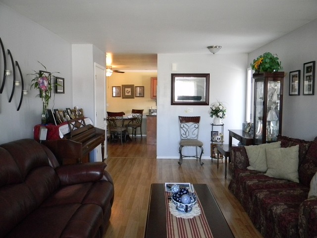 129 Virginia Court Streamwood, IL 60107 - Photo 4 of 14 a living room with furniture a flat screen tv and a fireplace