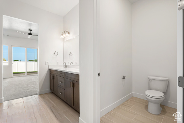 549 North Legend Circle, Unit C/466 Mapleton, UT 84664 - Photo 26 of 39 Bathroom featuring vanity, a ceiling fan, and wood finish floors