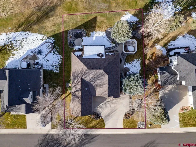 an aerial view of a house