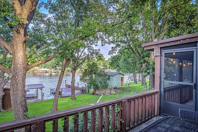 a view of backyard with green space