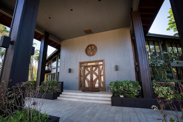 a front view of a house with entryway