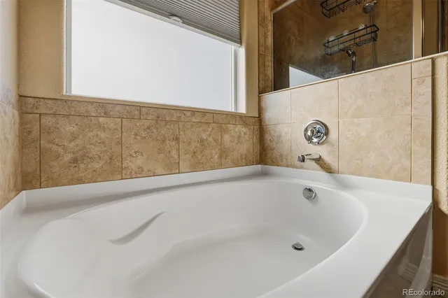 a bathroom with a bathtub
