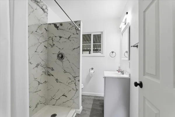 view of a bathroom with shower