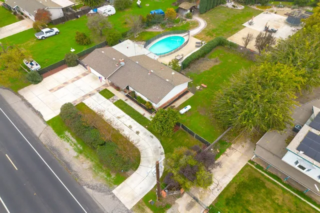 an aerial view of a house