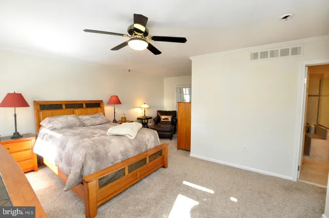 a bedroom with a bed and dresser