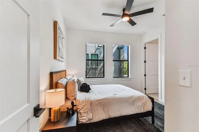 a view of a city from a patio