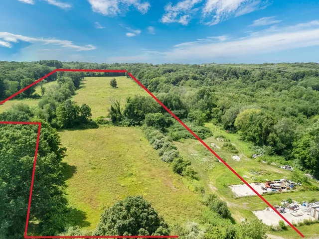 a view of a flower garden with a small yard