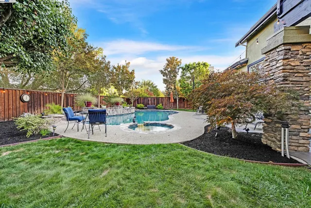 a backyard of a house with lots of green space