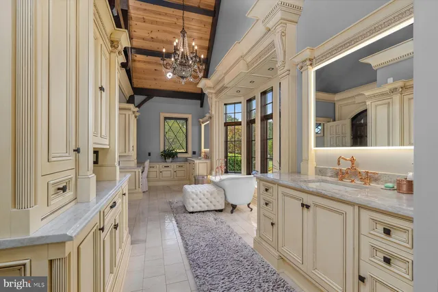 a car parked in a hall way with a car parked