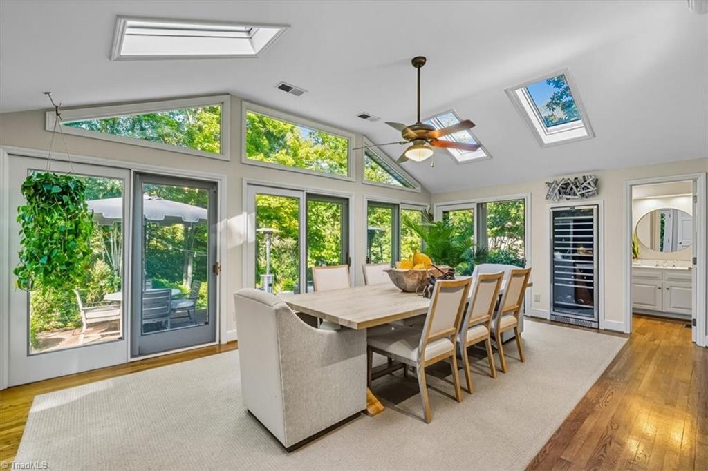 1106 Hammel Road Greensboro, NC 27408 - Photo 14 of 43 Sunroom with great light -and a large wine storage refrigerator.