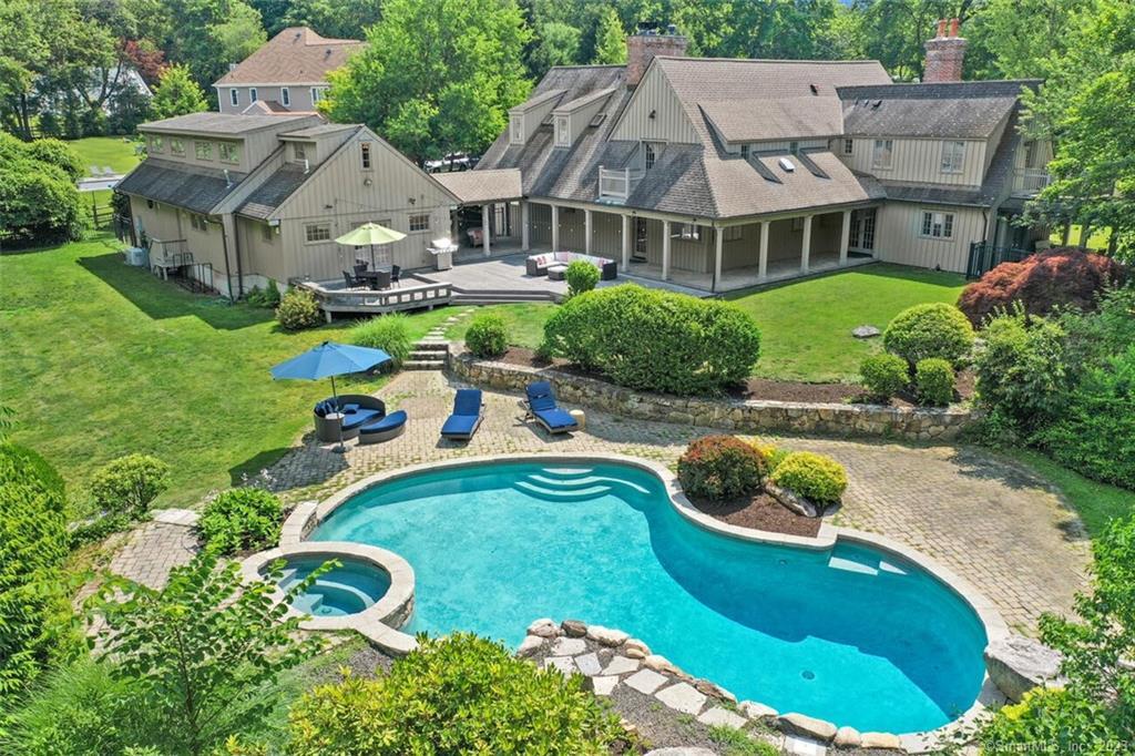 an aerial view of a house