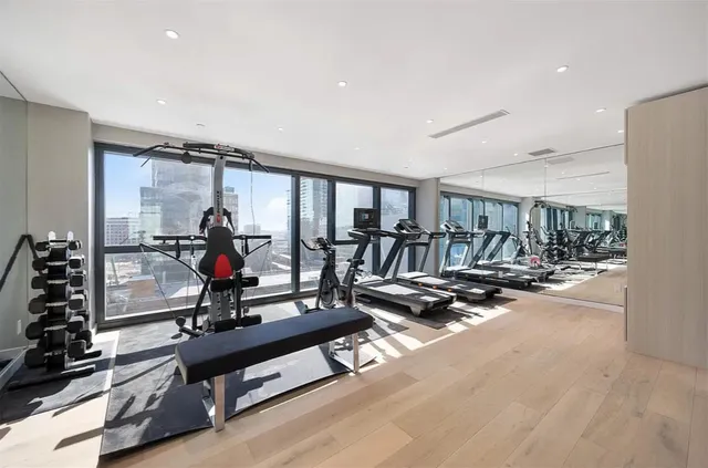 a view of a room with gym equipment