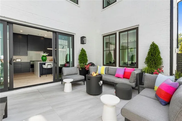 a group of people walking down a street