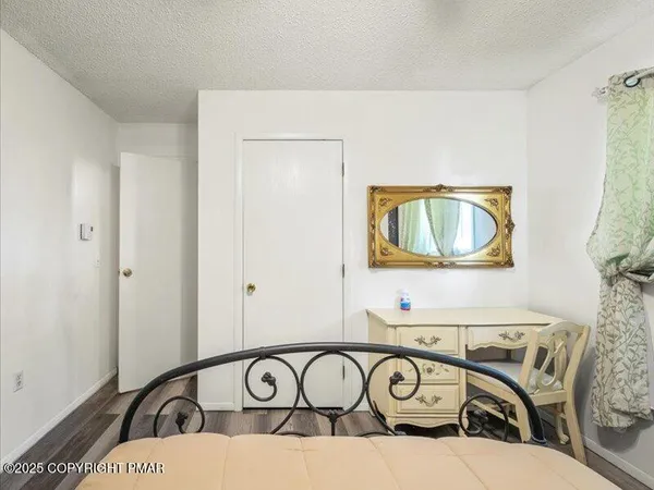 a view of a bench in a room