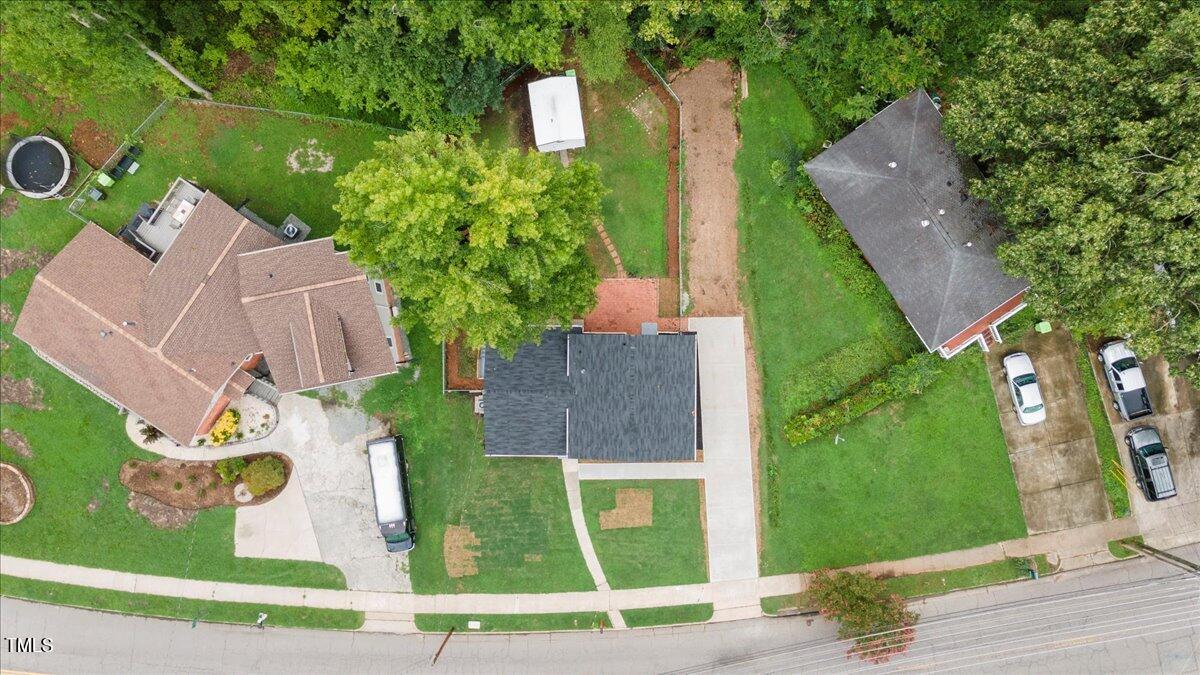 3420 Brentwood Road Raleigh, NC 27604 - Photo 52 of 53 an aerial view of a house with garden space and street view