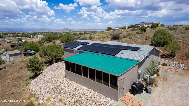 an aerial view of a house