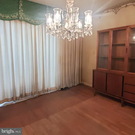 a view of a chandelier in a room