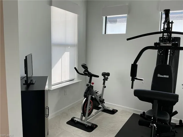 a view of a room with gym equipment