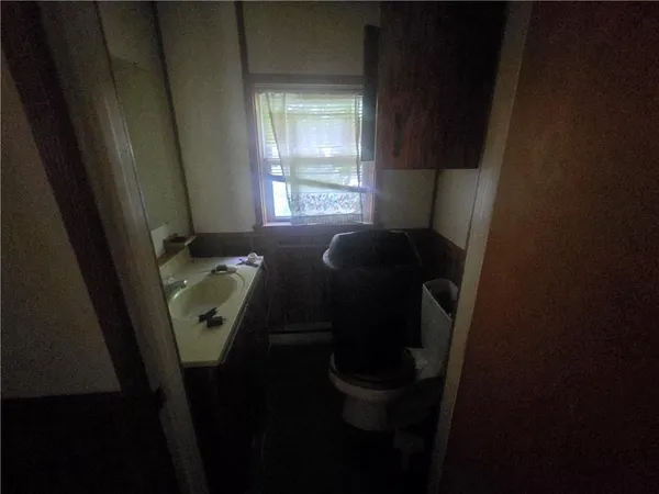a view of a bathroom with a window