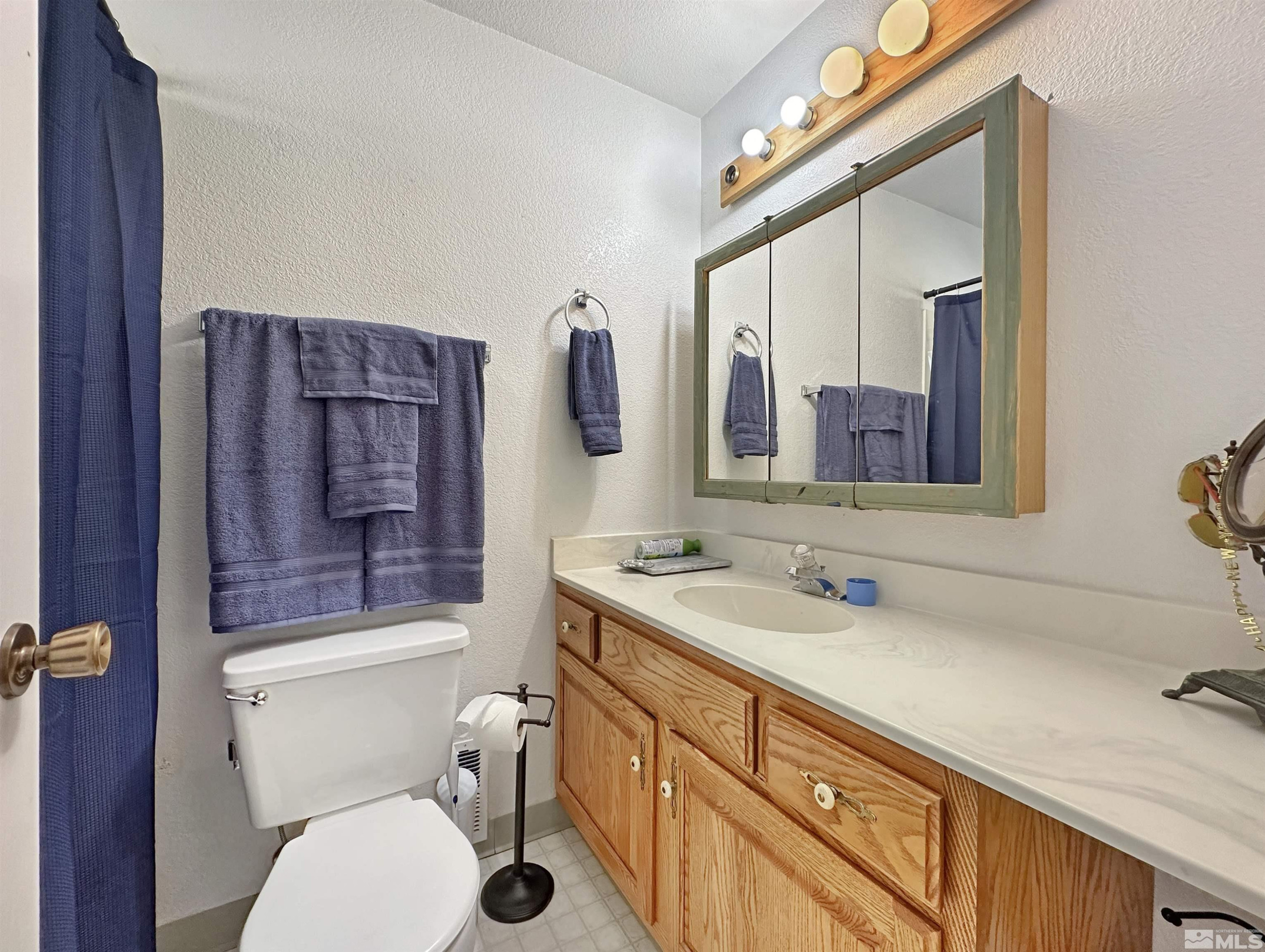 11595 Vicksburg Road Reno, NV 89508 - Photo 14 of 18 a bathroom with a granite countertop toilet sink and mirror
