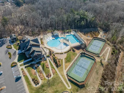 an outdoor space with furniture