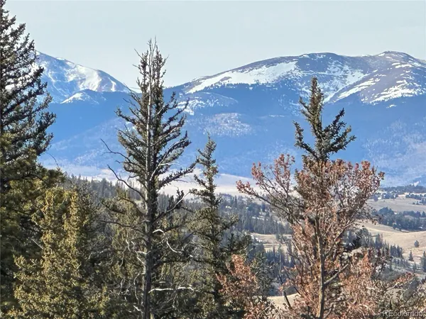 a view of a house with a mountain and tree