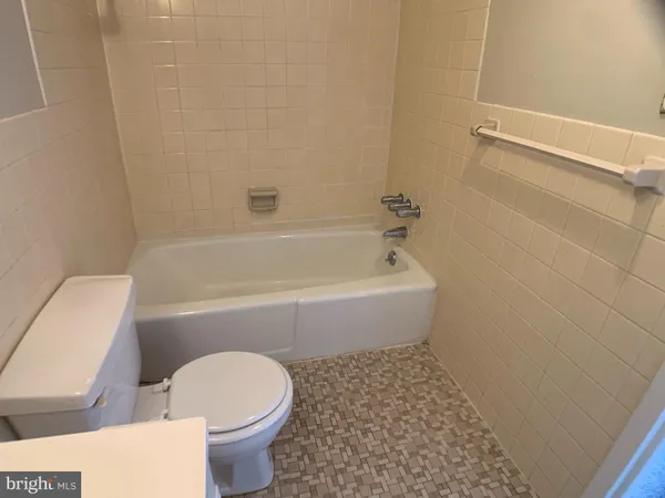 a bathroom with a toilet and a bathtub