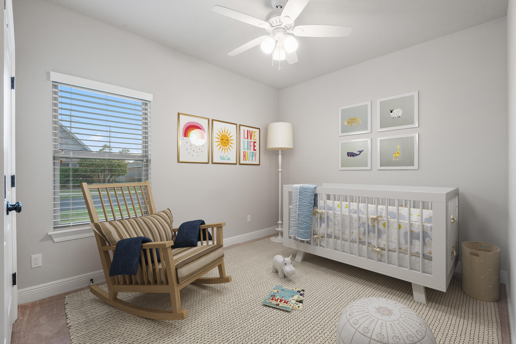 399 Old Ferry Road Santa Rosa Beach, FL 32459 - Photo 32 of 51 a bedroom with a baby bed a couch and a window