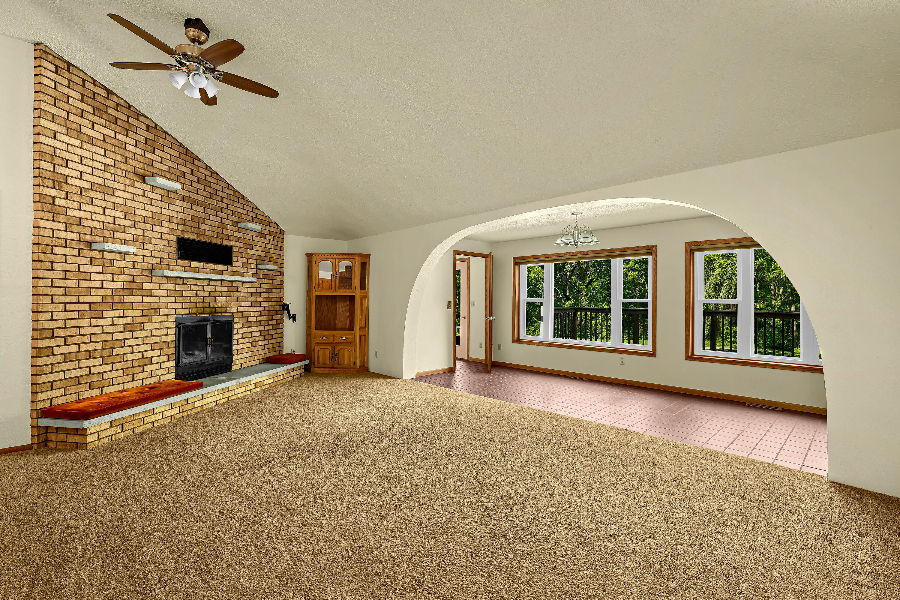 N8083 Amundson Coulee Road Farmington, WI 54636 - Photo 2 of 37 Brick fireplace in living room