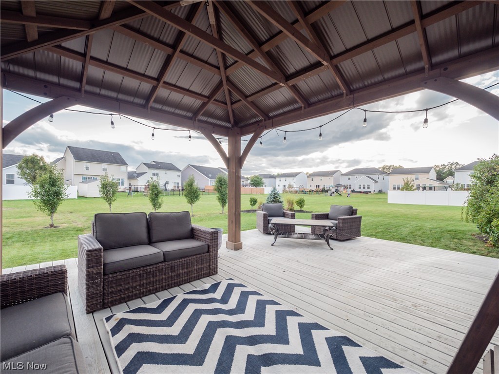 37571 Amber Way North Ridgeville, OH 44039 - Photo 28 of 35 View of patio featuring outdoor lounge area, a deck, and a gazebo