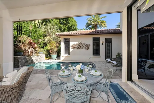 a outdoor space with furniture and garden view
