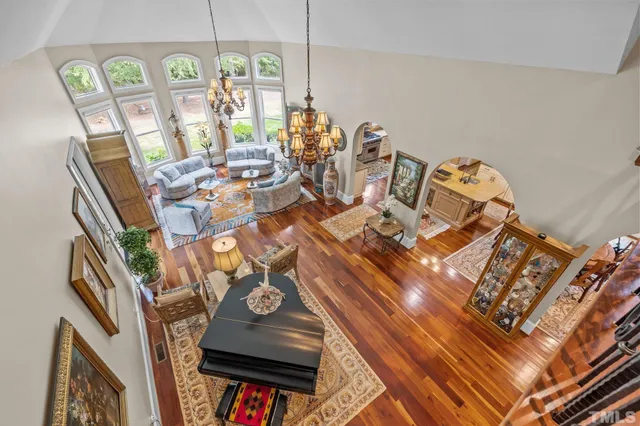 a view of a room with a large window