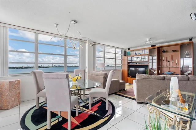 a view of a lake with a city