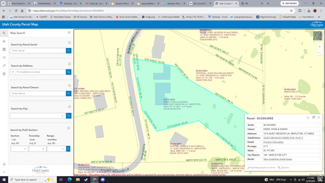 12 Quiet Meadow Lane Mapleton, UT 84664 - Photo 108 of 108 Utah County Parcel Map. Presenting property parcel information and associated details