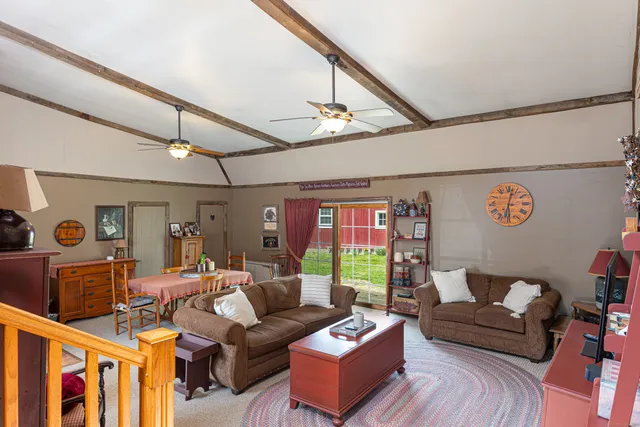 a living room with furniture