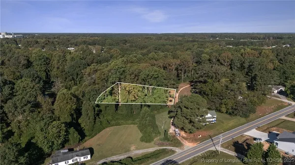 a view of a house with a lush green forest