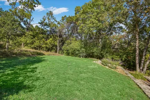 a view of a yard with a tree