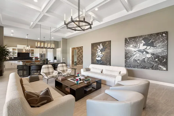 a kitchen with a table and chairs in it