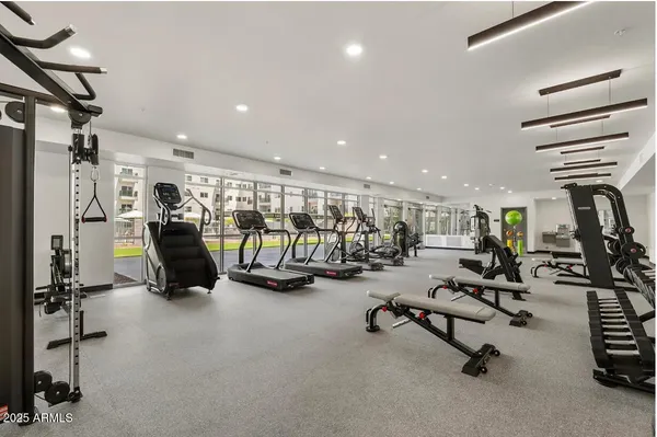 a view of a room with gym equipment